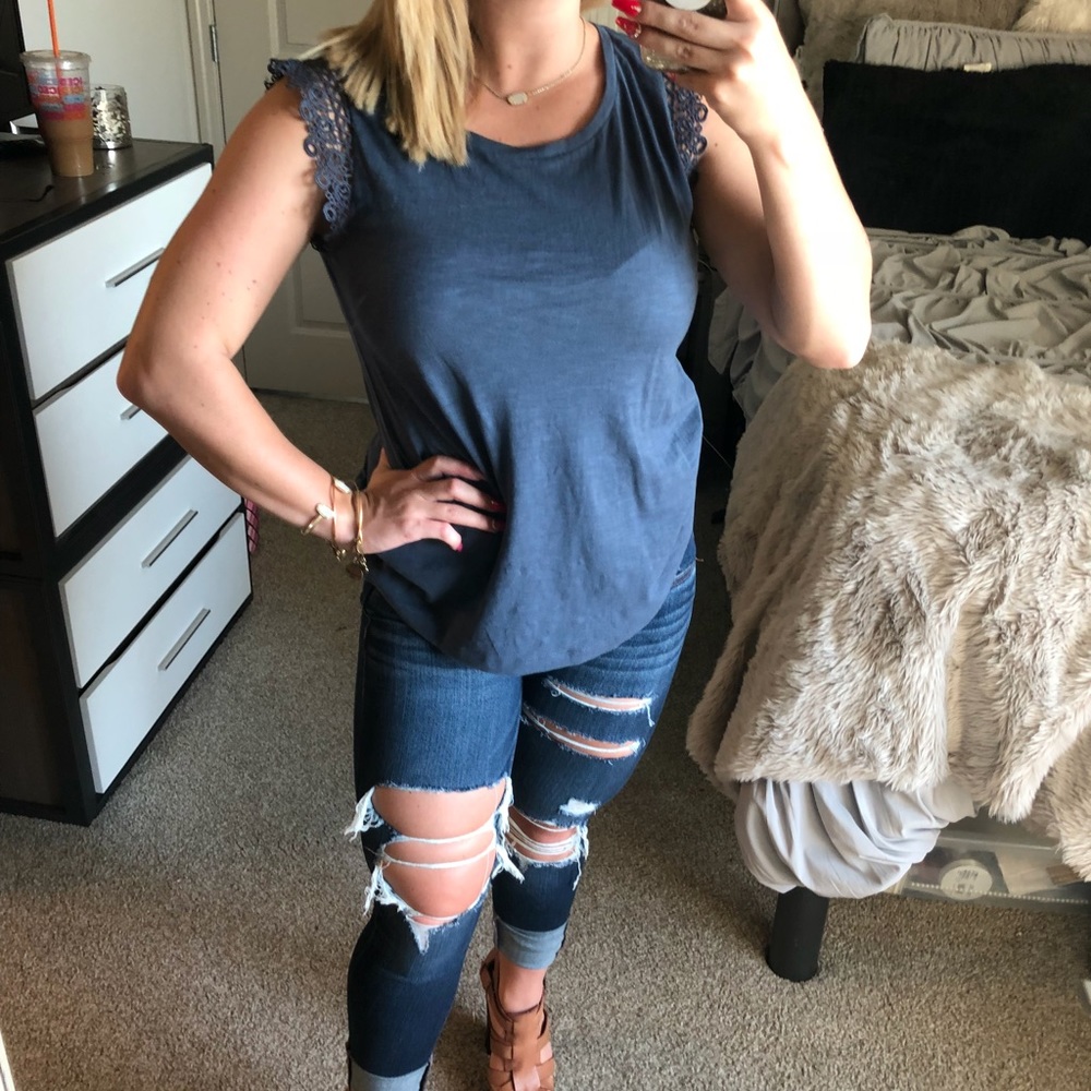 Loft Lace Trim Shirt